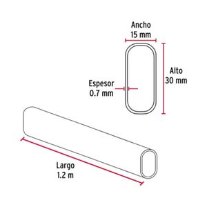 Tubo ovalado para clóset, 1.2 m, acero cromado - HERMEX