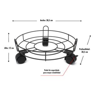 Base Metalica P/Maceta 12" C/Ruedas Basica - BUYRITE