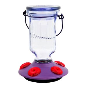 Bebedero de colibrí de diseño tipo lámpara colgante de vidrio con 5 bebederos de tipo flor para colibríes