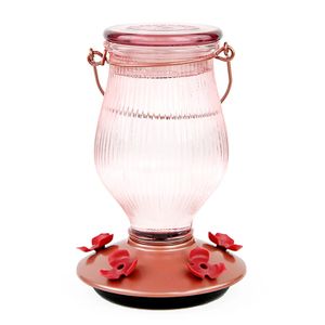 Bebedero de colibrí de diseño tipo lámpara colgante de vidrio con 5 bebederos de tipo flor para colibríes - PERKY PET