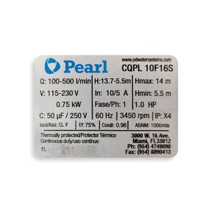 Bomba Centrifuga 1Hp 110/220V 1F Pearl - PEARL