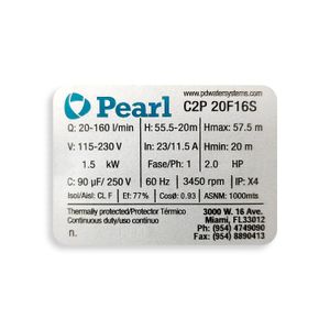 Bomba Centrifuga 2Hp 110/220V 1F Pearl - PEARL