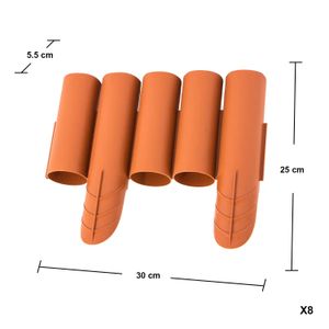 Borde tipo cerca de plástico tipo madera de 8 módulos que se conectan mediante anclas de sujeción. Rinde hasta 2.4 m - PROSPERPLAST