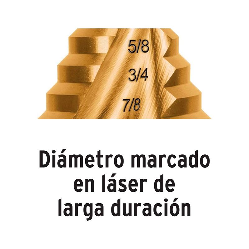 Juego de 3 brocas escalonadas de titanio, Truper Expert, Brocas