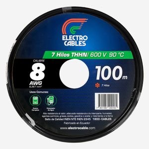 Cable Eléctrico de 7 hilos N8 THHN R100M - ELECTROCABLES