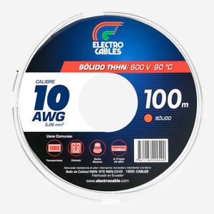 Metro de Cable Eléctrico solido 10 THHN blanco - ELECTROCABLES