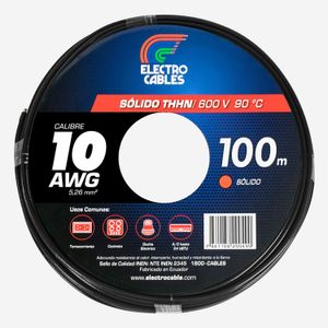 Metro de Cable Eléctrico solido 10 THHN negro - ELECTROCABLES