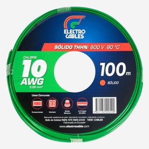 Metro de Cable Eléctrico solido 10 THHN verde - ELECTROCABLES