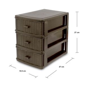 Cajonerita mini plástica de diseño RATTAN de 3 niveles que permite almacenar todo tipo de artículos en sus cajones - PLAPASA
