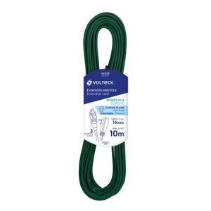 Extensión eléctrica doméstica 10 m verde con clavija plana - VOLTECK