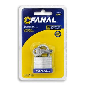Candado laminado de 30 mm fabricado con placas metalicas de acero. Resiste la humedad y la corrosion - FANAL