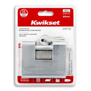 Candado acorazado de 90 mm con blindaje de latón macizo. Uso pesado, industrial y fuerte - KWIKSET