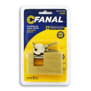 Candado anticizalla de 75 mm fabricado en latón macizo; y vástago anticorte de acero. MÁXIMA SEGURIDAD - FANAL