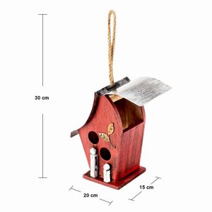 Casa para pájaros colgante de madera con techo metálico tipo tapa extraíble para una fácil limpieza - ALPINE