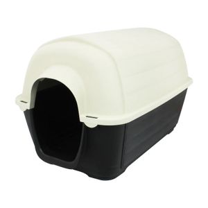 Casa para perros PEQUEÑA plástica con techo circular tipo tubular. Diseño tipo granero con puerta central - STRONG