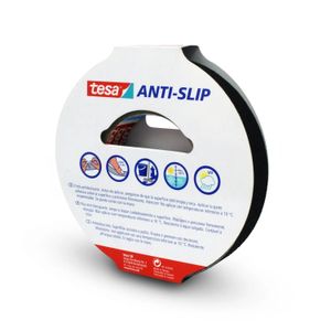 Cinta antideslizante autoadhesiva de 2.5 cm x 25 m de textura tipo grano mediano para interiores y exteriores - TESA