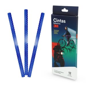 Cinta adhesiva reflectiva de 0.7 x 14.5 cm de alta visibilidad para bicicletas, motocicletas y sus accesorios; pack x 12 - 3M