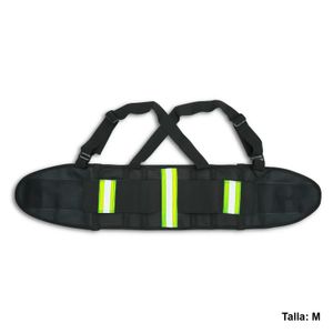 Cinturon anti lumbago tipo faja talla MEDIUM con tirantes, cintas reflectivas y 4 varillas de soporte en la espalda - TEXTIRUTH