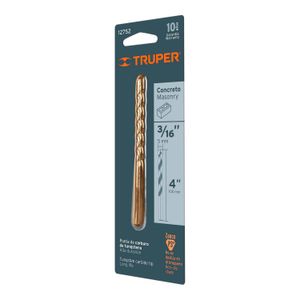Broca para concreto de 3/16 x 4" en blíster - TRUPER