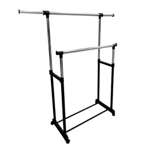 Organizador de ropa con 2 niveles y ruedas, color negro. - SIMPLE SPACES