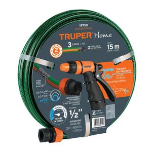 Combo manguera MAN-15X1/2RE y pistola de riego PR-401 - TRUPER