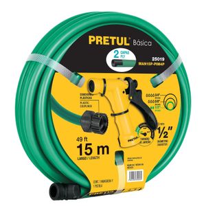Combo manguera MAN-15X1/2P y pistola de riego PIM-4P - PRETUL