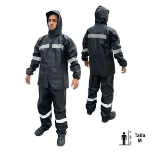 Conjunto de tela para motorizado de talla MEDIUM a base de tela impermeable al agua. Contiene 5 cintas reflectivas - PROTECZIONA