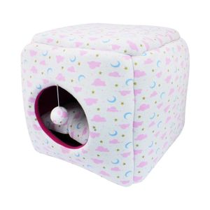 Cama cubo felino acolchada de 42 x 40 cm talla M cuadrada. Incluye una almohada cuadrada en su interior - PET FACTORY