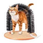 Juguete-rascador-para-gatos-de-base-circular-con-textura-suave-y-arco-tipo-cepillo-de-35.5-x-35.5-x-29-cm