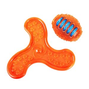 Juguete para perros de lanzamiento tipo frisbee con pelota antiestrés de goma para disminuir las ansias de masticado - DUKES
