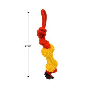 Juguete masticador de 35 cm fabricado a base de cuerda de nylon y huesito de goma resistente a mordiscos agresivos - DOGS COLLECTION