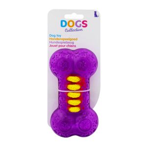 Juguete masticador de 14.5 cm en forma de huesito de goma con interior de cuerdas de nylon resistentes a mordiscos - DOGS COLLECTION