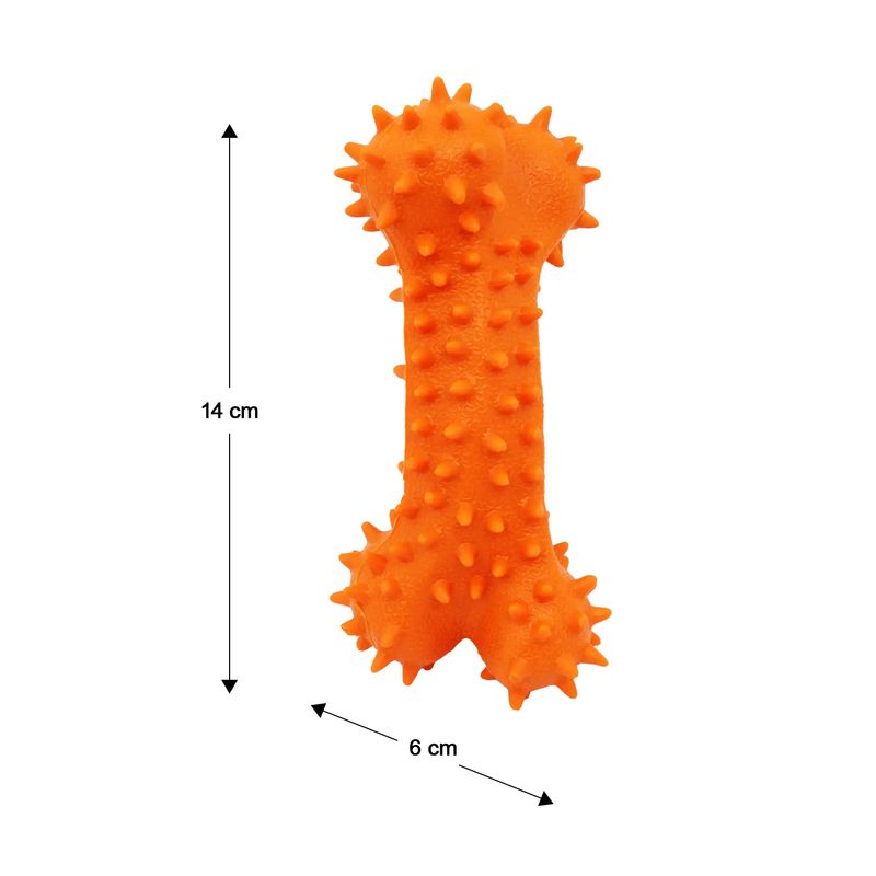 Juguete-para-perros-elaborado-en-caucho-natural-semi-rigido-de-14-cm-en-forma-de-hueso-con-puntas-suaves