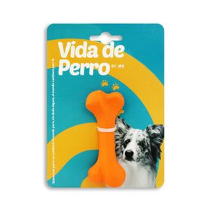 Juguete para perros elaborado en caucho natural semi rígido de 10 cm en forma de hueso - VIDA DE PERRO