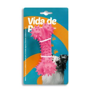 Juguete para perros elaborado en caucho natural semi rígido de 14 cm en forma de hueso con puntas suaves - VIDA DE PERRO