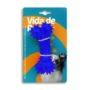 Juguete para perros elaborado en caucho natural semi rígido de 14 cm en forma de hueso con puntas suaves - VIDA DE PERRO