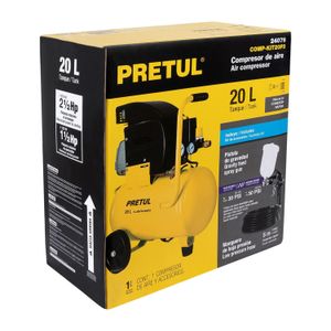 Kit compresor 20L, pistola gravedad LVMP y manguera,Pretul - PRETUL