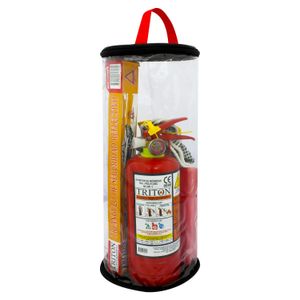 Kit automotriz de seguridad que incluye: 2 triángulos reflectivos, 1 extintor de 1 kg, 1 botiquín y 1 par de guantes - TRITON