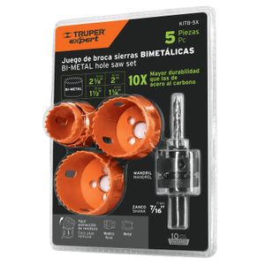 Juego de 4 brocasierras bimetálicas y 1 mandril - TRUPER