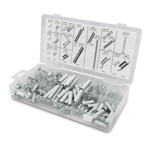 Kit completo de resortes de acero bañados en zinc. Contiene kit de resortes de extension y compresion; pack x 200 - PROSOURCE