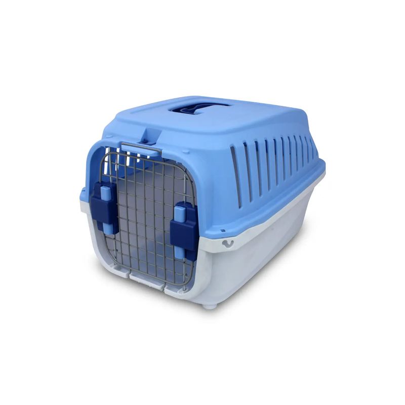 Transportador-para-perros-de-plastico-con-ventilas-de-flujo-de-aire-y-puerta-metalica.-Ideal-para-razas-pequeñas
