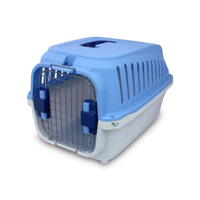 Transportador-para-perros-de-plastico-con-ventilas-de-flujo-de-aire-y-puerta-metalica.-Ideal-para-razas-mini-a-pequeñas