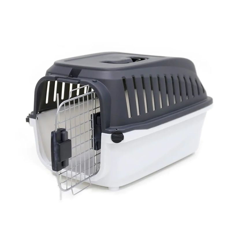 Transportador-para-perros-de-plastico-con-ventilas-de-flujo-de-aire-y-puerta-metalica.-Ideal-para-razas-mini-a-pequeñas