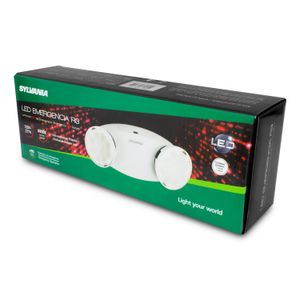 Lámpara de emergencia para interiores con 2 focos de luz blanca. Funcionamiento a baterías que duran 90 minutos - SYLVANIA