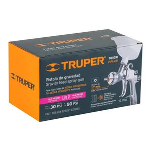 Pistola p/pintar gravedad LVLP vaso plástico, 1.7 mm - TRUPER