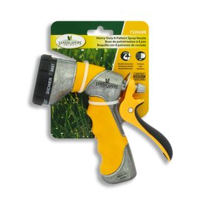 Pistola pulverizadora de agua metálica con empuñadura ergonómica de agarre confortable con 8 patrones de rociado - LANDSCAPERS