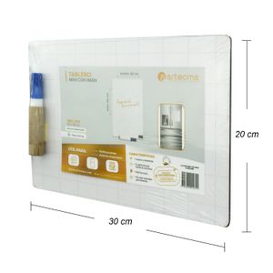 Pizarra flotante de 20 x 30 cm fabricada en MDF con recubrimiento plástico con cuadrículas. Incluye un imán posterior - ARTECMA
