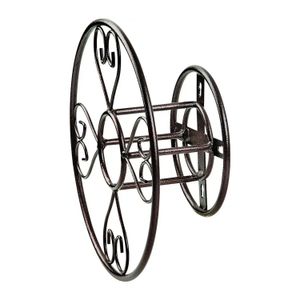 Soporte para manguera metálico circular de 35 cm con estructura decorativa rígida para empotrarse o instalarse en paredes - LANDSCAPERS