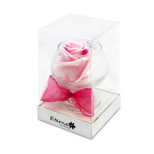 Rosa Preservada Fucsia En Copa Cristal - ETERNA FLORES