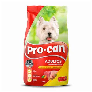 Alimento para perros con sabor pollo, carne y vegetales. Ideal para perros ADULTOS de razas pequeñas; 4 kg - PRO-CAN